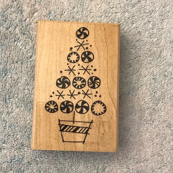 Three Christmas Tree/Ornaments Rubber Stamps Mounted on Wooden Blocks - Picture 6 of 6